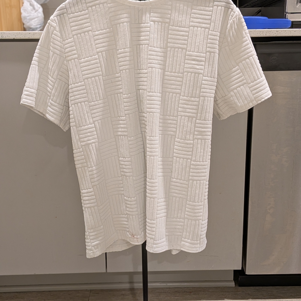 SHEIN White Geometric Textured Men's Tee